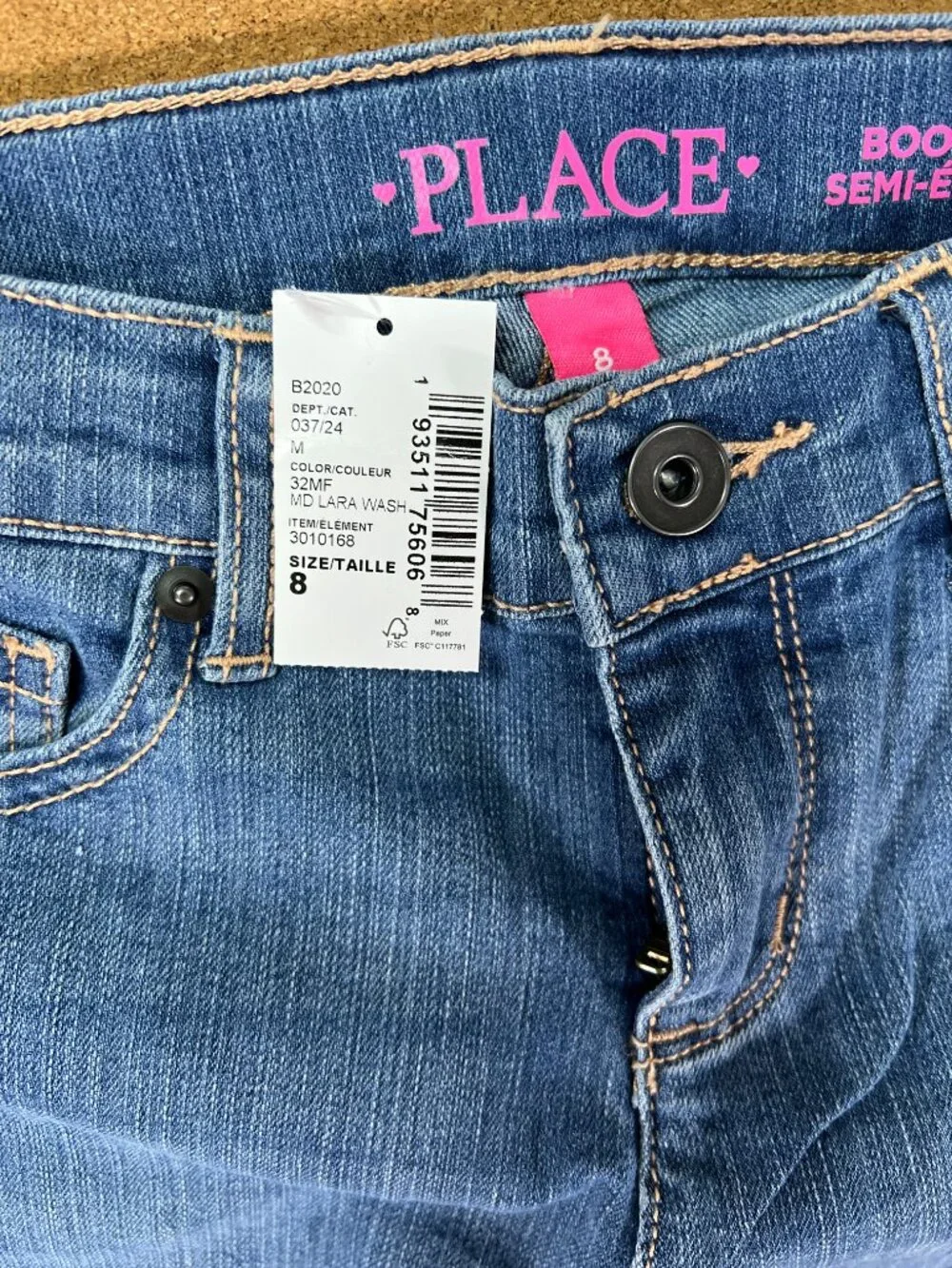 The Children's Place Girls Jeans Bootcut with Waist Adjustment Size 8 NWT